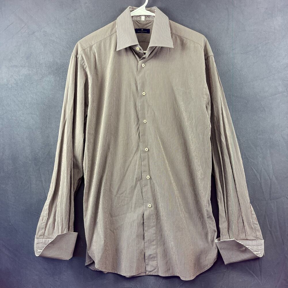 Marco Valentino Milano Dress Shirt Flip Cuff Men's Medium Italian Made Striped